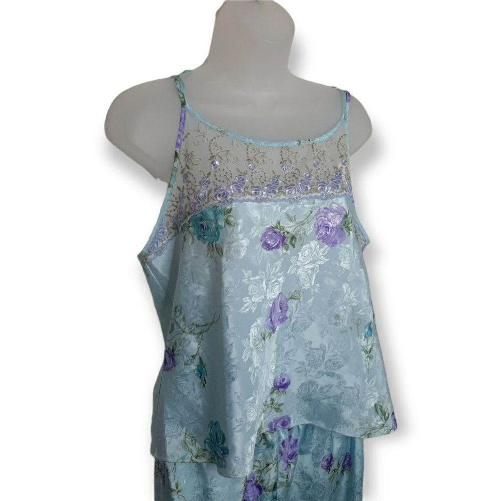 California Dynasty Vintage 2 Piece Floral Pajama Set size L - Picture 3 of 9